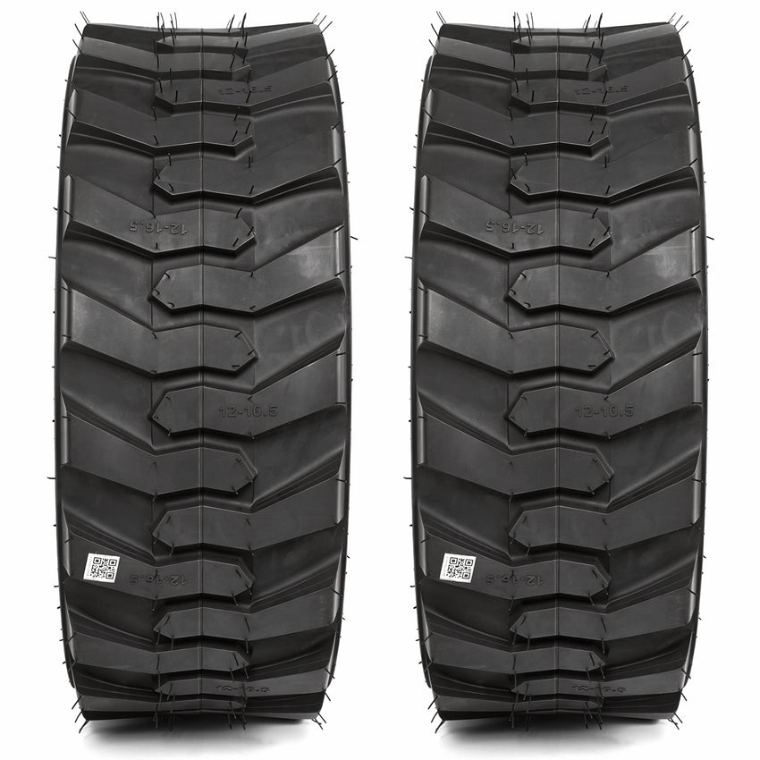 2-Pack 12x16.5 SKS Skid Steer Tires 12-Ply Rated Industrial Construction Replacement Tires