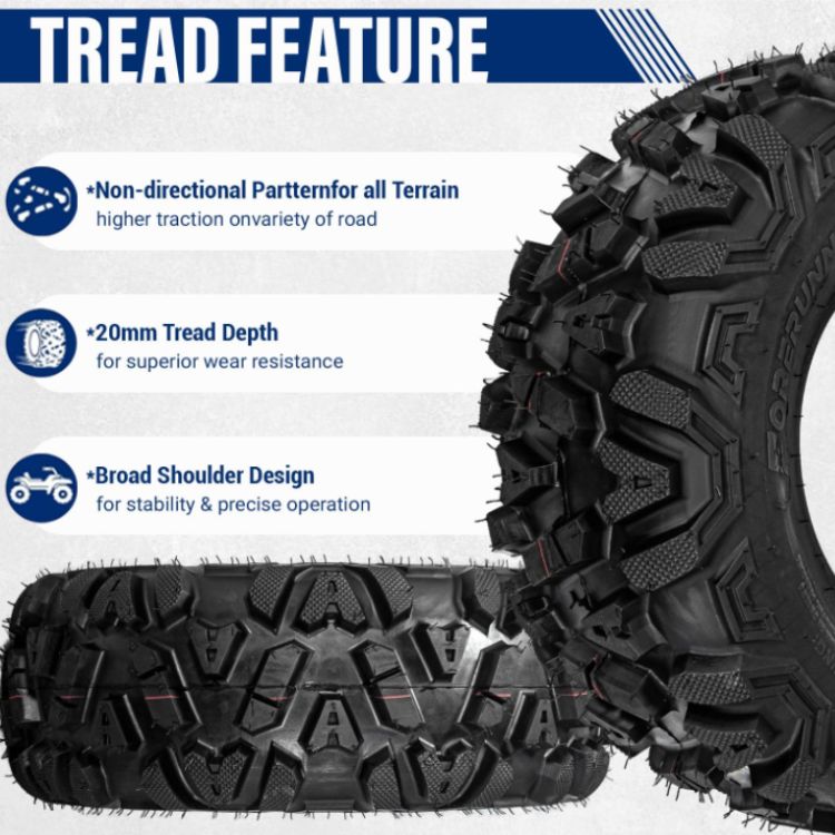 24x8-12 & 24x9-11 KNIGHT All-Terrain ATV/UTV Tires 6-Ply Tire Set