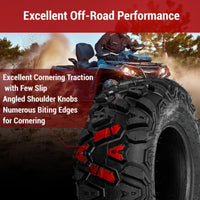 24x8-12 & 24x9-11 KNIGHT All-Terrain ATV/UTV Tires 6-Ply Tire Set