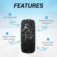 24x8-12 & 24x9-11 KNIGHT All-Terrain ATV/UTV Tires 6-Ply Tire Set