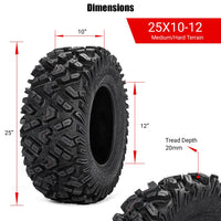 25x10-12 ATV / UTV All-Terrain Tires 6PR 2Pcs / 4Pcs