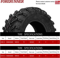25x8-12 & 25x10-12 ATV / UTV Tires 6-Ply Rated MARS-B Pattern High-Grip Self-Cleaning Mud & Trail Tire Set