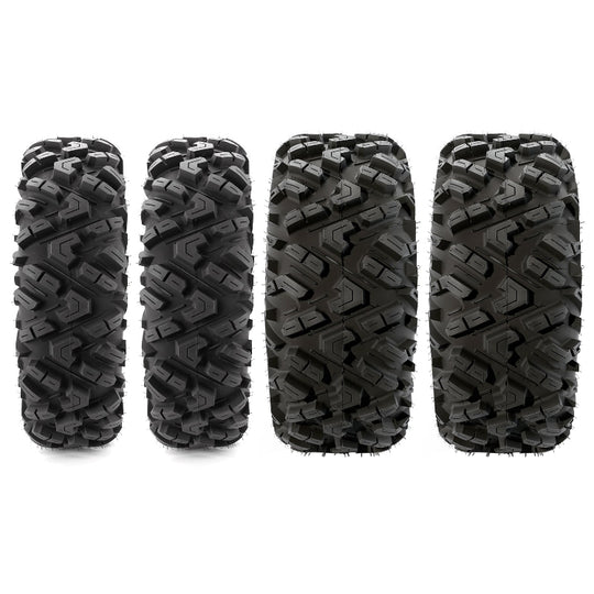 25x8-12 & 25x10-12 ATV/UTV All-Terrain Tires 6-Ply Rated Staggered Front & Rear Off-Road Tire Set
