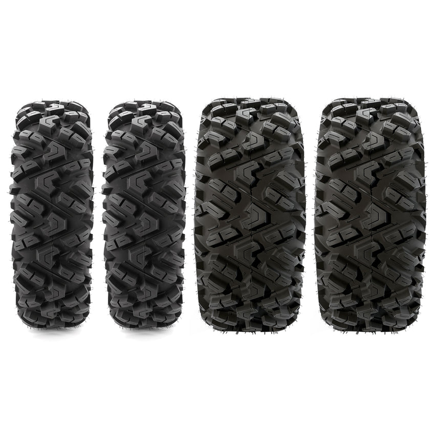 25x8-12 & 25x10-12 ATV/UTV All-Terrain Tires 6-Ply Rated Staggered Front & Rear Off-Road Tire Set