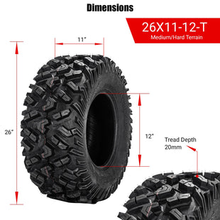 26x11-12 ATV / UTV All-Terrain Tires 6PR 2Pcs / 4Pcs