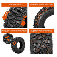 26x9-12 & 26x11-12 6-Ply KNIGHT All-Terrain ATV/UTV Tires Trail Dirt & Gravel