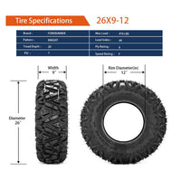 26x9-12 & 26x11-12 6-Ply KNIGHT All-Terrain ATV/UTV Tires Trail Dirt & Gravel