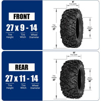 27x9-14 & 27x11-14 ATLAS 6-Ply All-Terrain ATV/UTV Tires Hard-Pack Soft Terrain & Sand