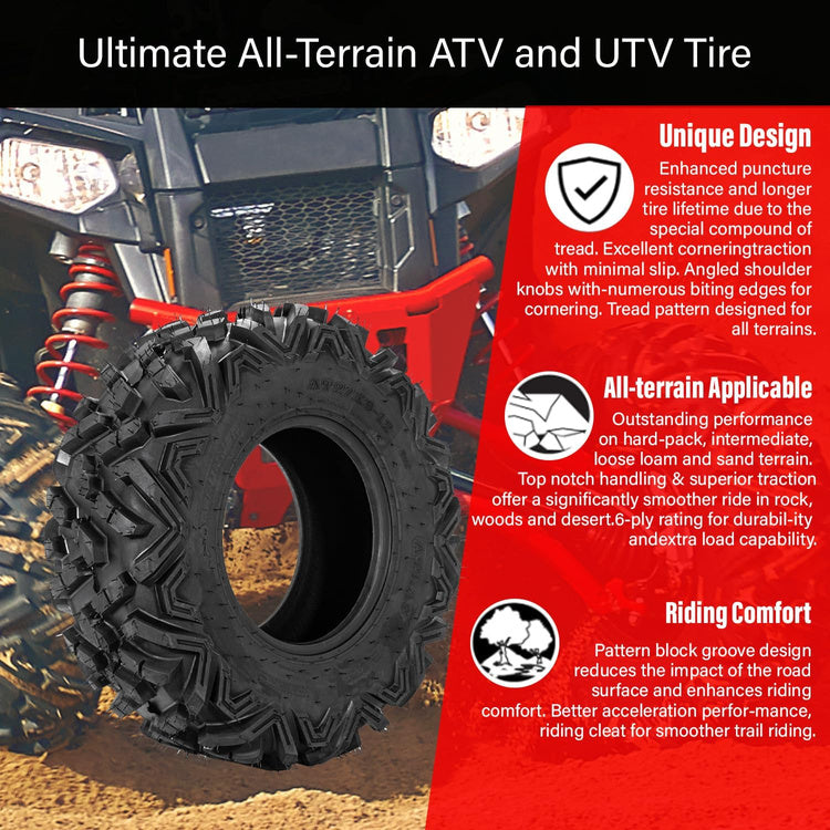 27x9-14 & 27x11-14 ATLAS 6-Ply All-Terrain ATV/UTV Tires Hard-Pack Soft Terrain & Sand