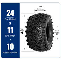 2pcs 24x11-10 Mars-B 6-Ply Directional All-Terrain ATV/UTV Tires