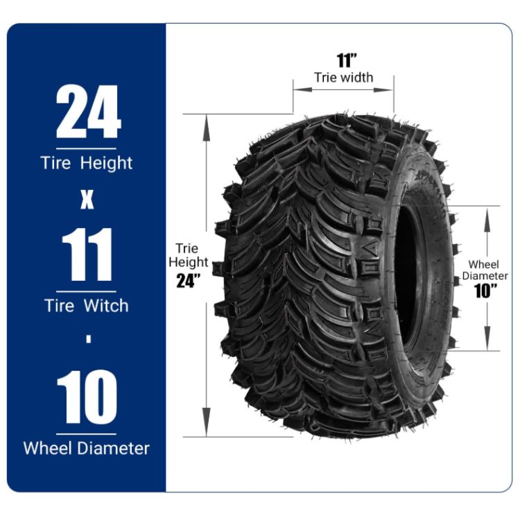 2pcs 24x11-10 Mars-B 6-Ply Directional All-Terrain ATV/UTV Tires