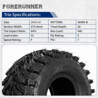 2pcs 24x11-10 Mars-B 6-Ply Directional All-Terrain ATV/UTV Tires