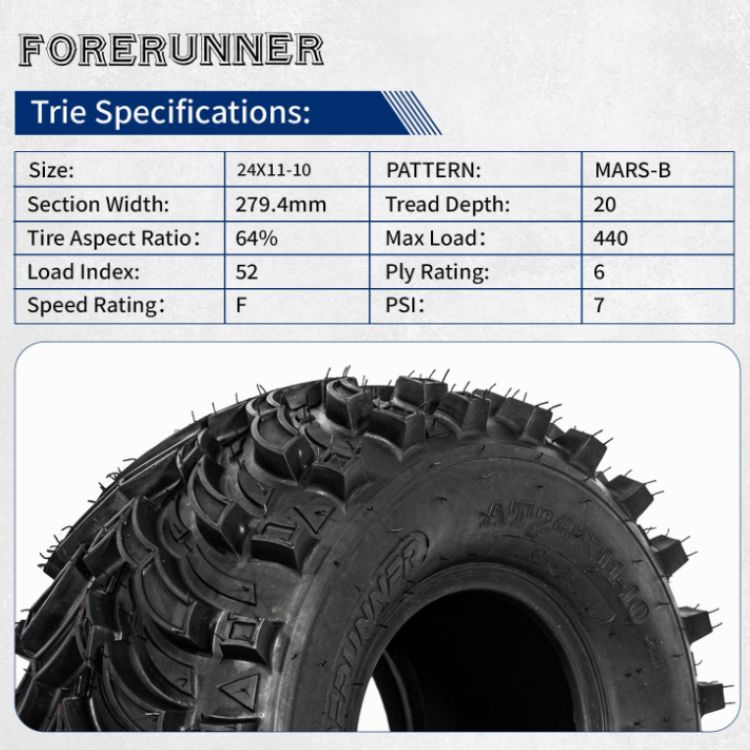 2pcs 24x11-10 Mars-B 6-Ply Directional All-Terrain ATV/UTV Tires