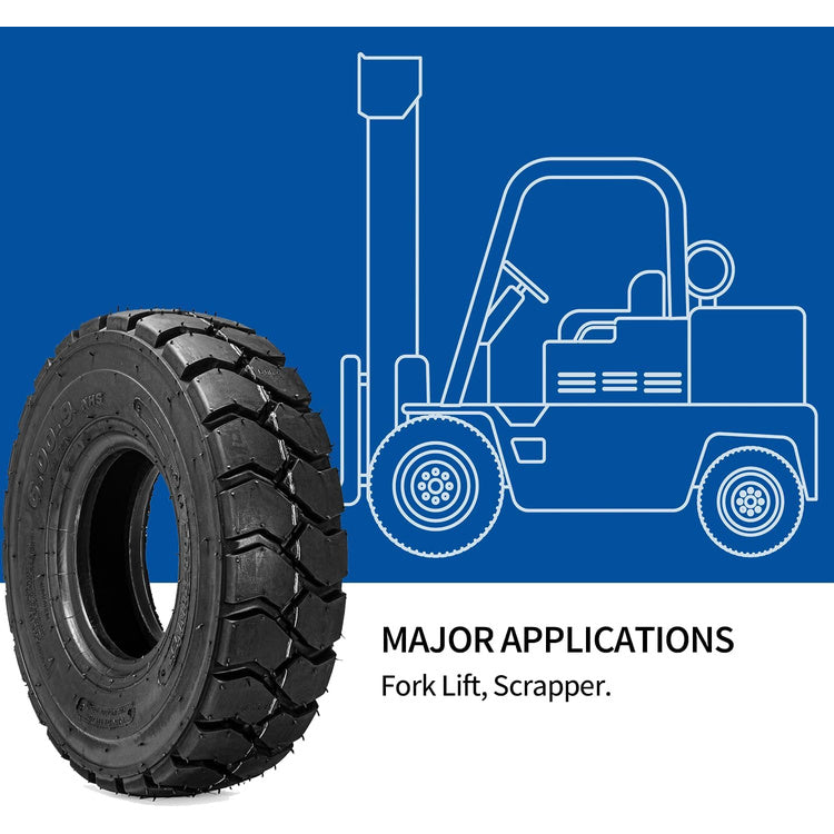 2pcs 6.00-9 QH201 Forklift Pneumatic Tires 10-Ply Heavy Duty Industrial Trail Tyres with Inner Tubes