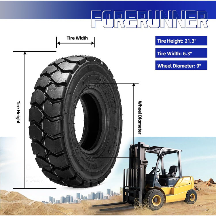 2pcs 6.00-9 QH201 Forklift Pneumatic Tires 10-Ply Heavy Duty Industrial Trail Tyres with Inner Tubes