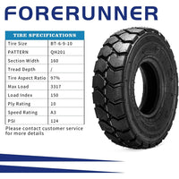 2pcs 6.00-9 QH201 Forklift Pneumatic Tires 10-Ply Heavy Duty Industrial Trail Tyres with Inner Tubes