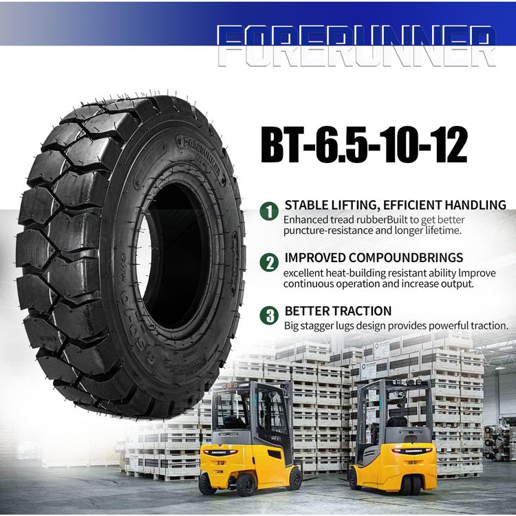 2pcs 6.5-10 QH201 12Ply Forklift Tires Industrial Tire with Inner Tube