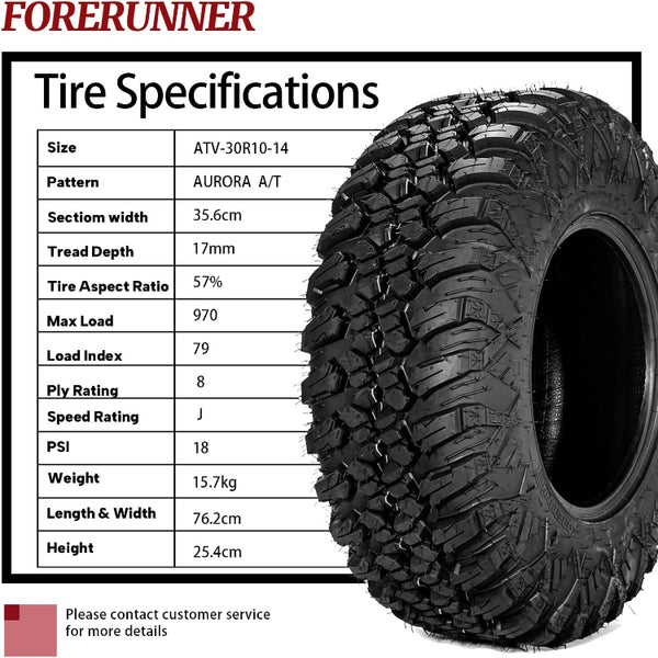 30X10-14 Heavy-Duty UTV/ATV All-Terrain Tires 8-Ply Rated High-Load Side-by-Side Replacement