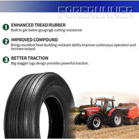2pcs 9.5L-15 QH641 8Ply Agricultural Flotation Tire Farm Implement Tires for Wagon Baler Spreader Trailer Tractor