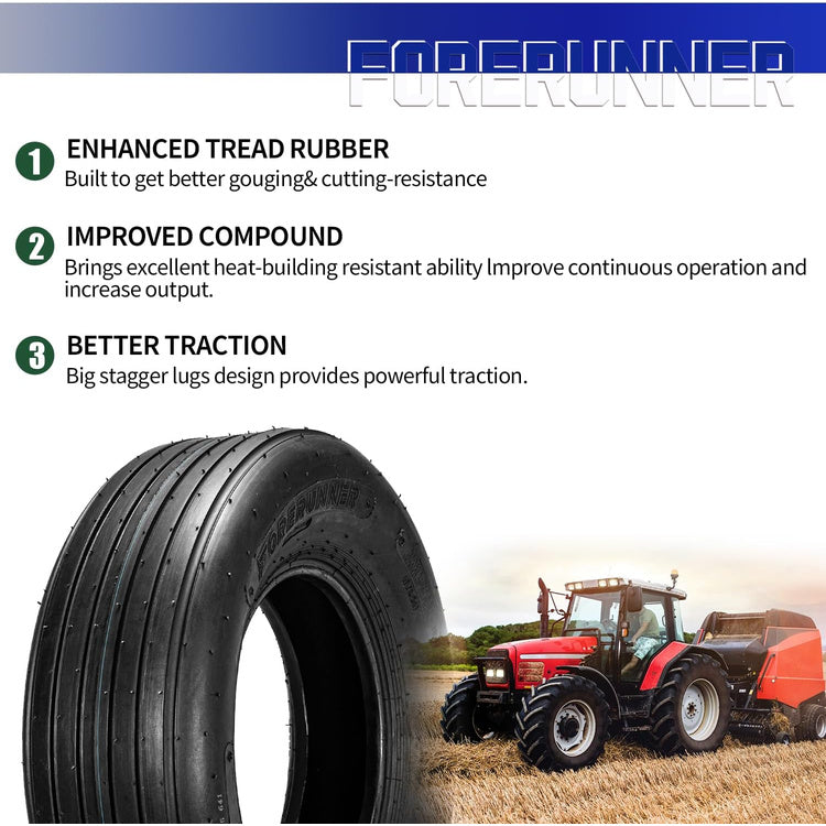2pcs 9.5L-15 QH641 8Ply Agricultural Flotation Tire Farm Implement Tires for Wagon Baler Spreader Trailer Tractor