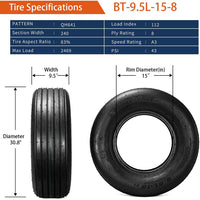 2pcs 9.5L-15 QH641 8Ply Agricultural Flotation Tire Farm Implement Tires for Wagon Baler Spreader Trailer Tractor