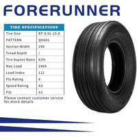 2pcs 9.5L-15 QH641 8Ply Agricultural Flotation Tire Farm Implement Tires for Wagon Baler Spreader Trailer Tractor