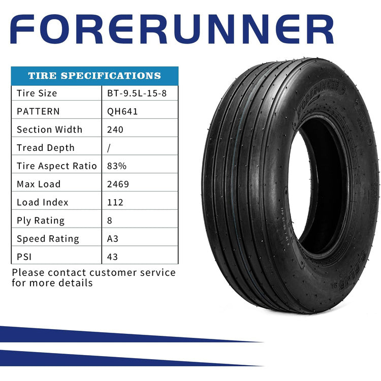 2pcs 9.5L-15 QH641 8Ply Agricultural Flotation Tire Farm Implement Tires for Wagon Baler Spreader Trailer Tractor